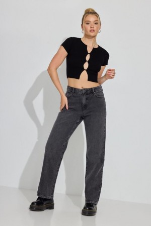 Black Garage 90s Straight Women Jeans | A-4619287