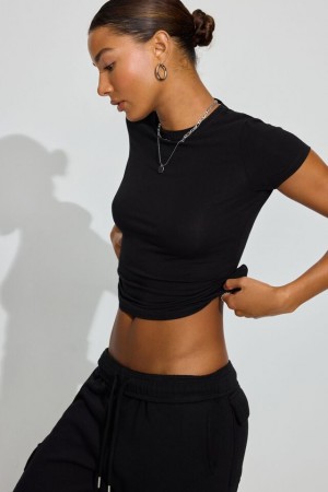 Black Garage Estelle Longline Women T Shirts | A-7365189