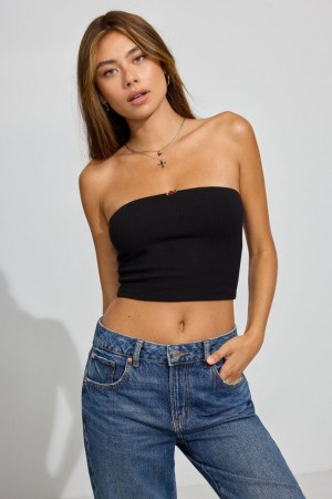 Black Garage Femme Tube Women Tank Top | A-9286574