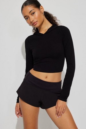 Black Garage Micro Active Women Shorts | A-1396527