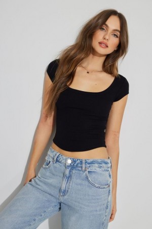 Black Garage Pamela Scoop Neck Women T Shirts | A-1479302