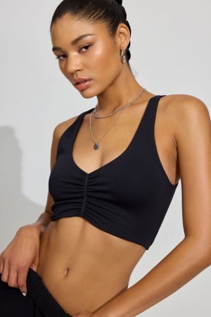 Black Garage Seamless Ruched Women Tank Top | A-8951634