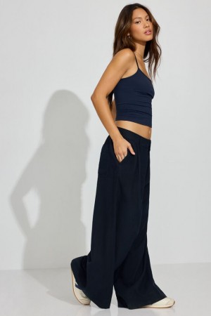 Blue Garage Baggy Linen Women Pants | A-8935126
