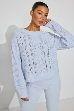 Blue Garage Chenille Oversized Women Sweater | A-5361027