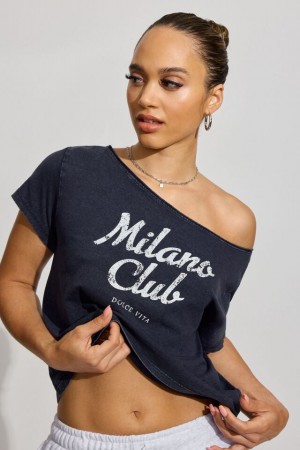 Blue Garage Off Shoulder Women T Shirts | A-8027143