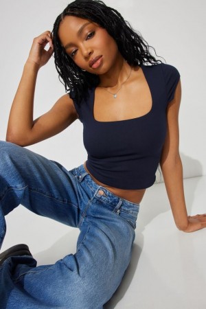 Blue Garage Portia Square Neckline Women T Shirts | A-8420195