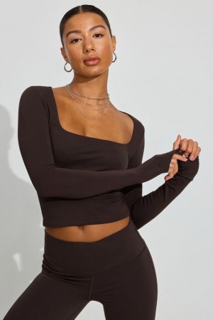 Brown Garage Addison Square Neck Women Long Sleeve | A-3691805