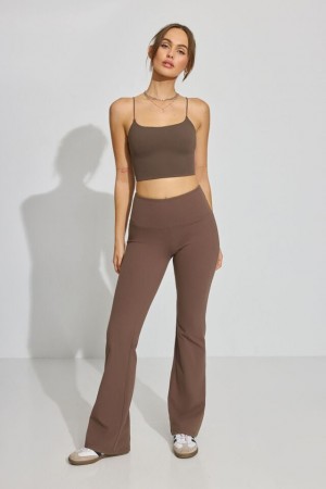 Brown Garage Flare Women Leggings | A-3150648