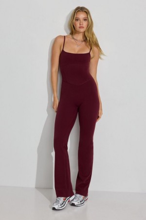 Burgundy Garage Softactive Brooklyn Flare Women Jumpsuit | A-0956314