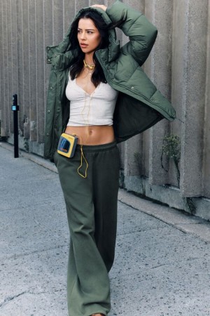 Dark Green Garage Ultrafleece Mega Wide Leg Women Sweatpants | A-2587340
