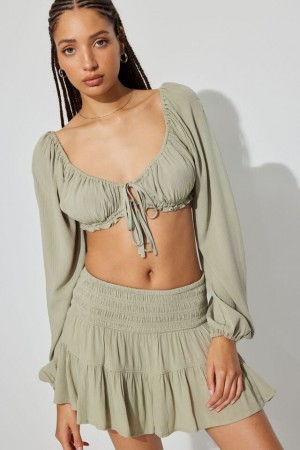 Green Garage Long Sleeve Micro Milkmaid Women Tank Top | A-5671894
