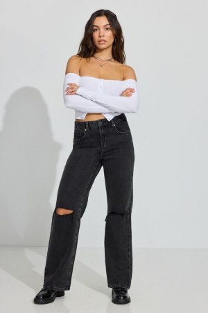 Grey Black Garage Wide Leg Women Jeans | A-7193058