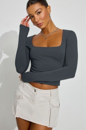Grey Garage Addison Square Neck Women Long Sleeve | A-6387204