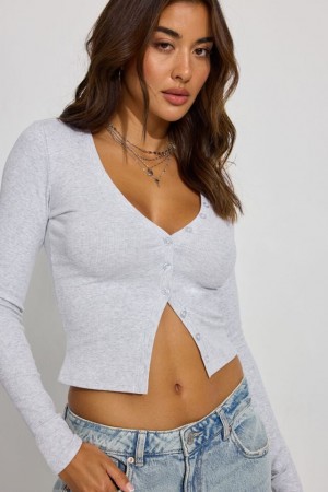 Grey Garage Henley Women Cardigan | A-5816270