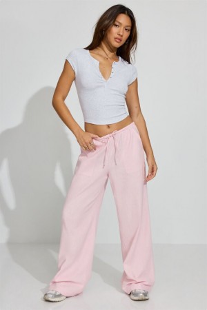 Light Purple Garage Millie Linen Pull-on Women Pants | A-5078694