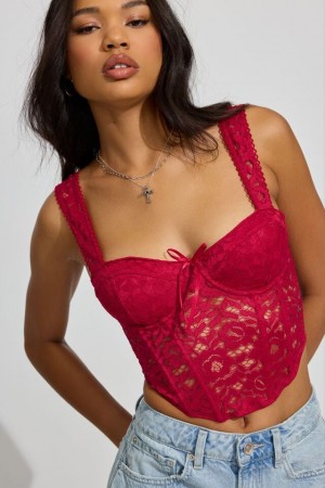Red Garage Rodeo Lace Women Tank Top | A-0795614