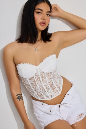 White Garage Chrishell Lace Mesh Women Tank Top | A-0578219