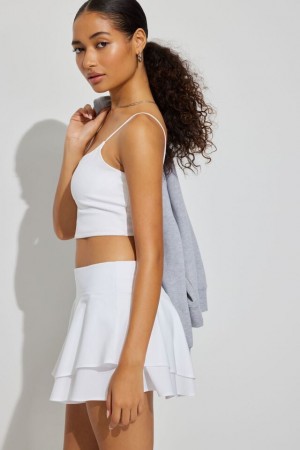 White Garage Flare Active Women Skorts | A-7128530