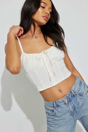 White Garage Rosie Buttoned Milkmaid Cami Women Tank Top | A-3726495
