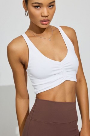 White Garage Seamless Ruched Women Tank Top | A-4769582