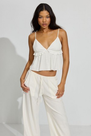 White Garage Strappy Peplum Cami Women Tank Top | A-9407623