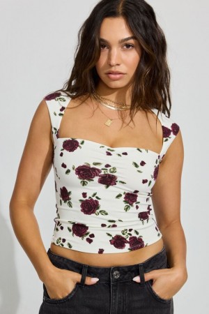 White Garage Talina Square Neck Women T Shirts | A-3724698