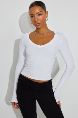 White Garage Tara V-neck Women Long Sleeve | A-8273106