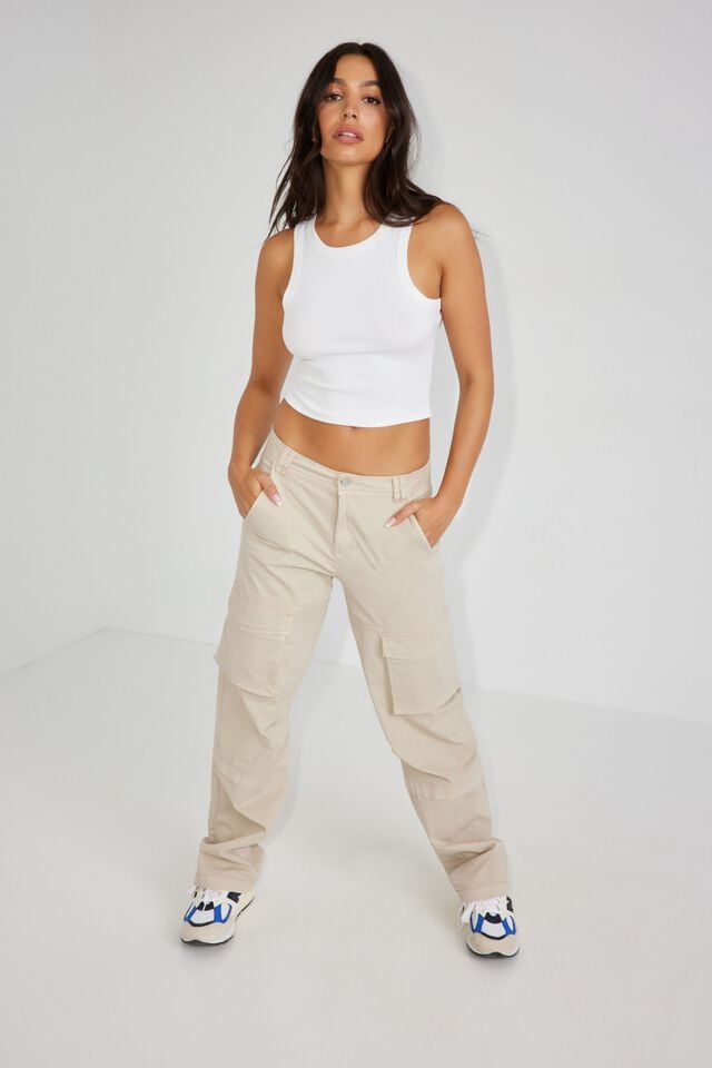 Beige Garage Remi Straight Women Cargo Pants | A-8742513