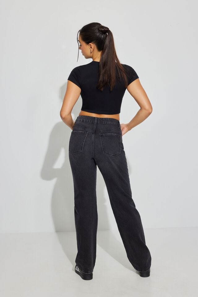 Black Garage 90s Straight Women Jeans | A-4619287