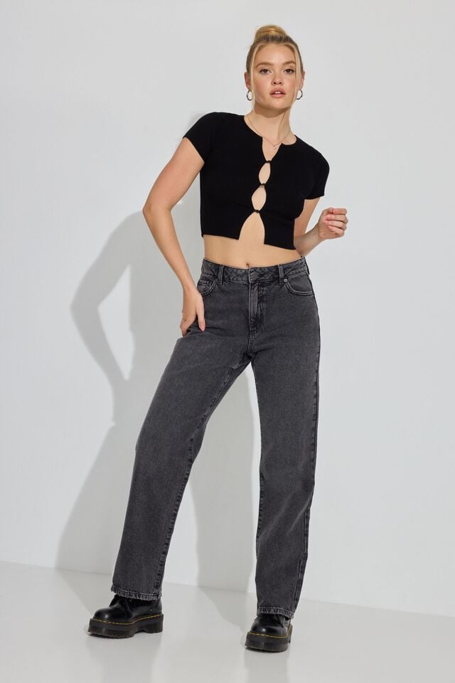 Black Garage 90s Straight Women Jeans | A-4619287
