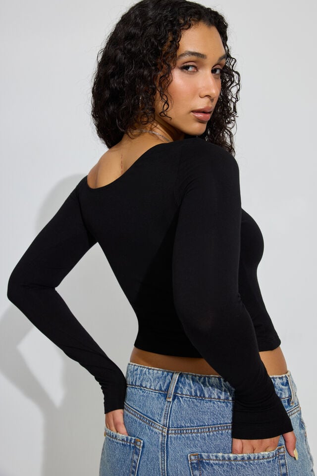 Black Garage Asymmetric Women Long Sleeve | A-7985314