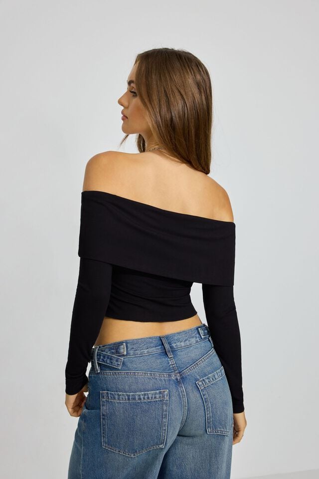 Black Garage Asymmetric Women Long Sleeve | A-0391572