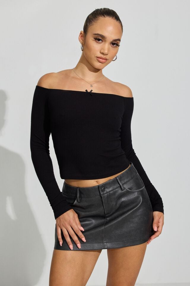 Black Garage Brynn Faux Leather Micro Women Skorts | A-7816529