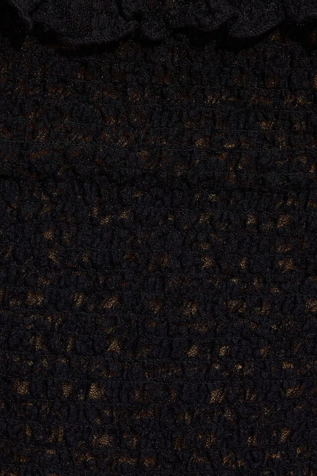 Black Garage Bubble Lace Off Shoulder Women T Shirts | A-1593762