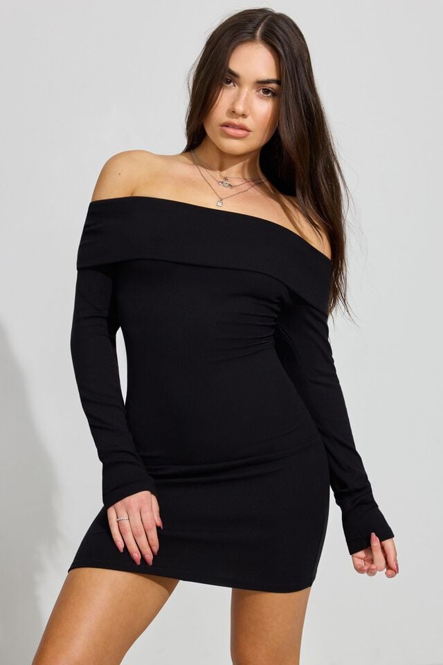 Black Garage Carmen Off Shoulder Women Dress | A-4806592