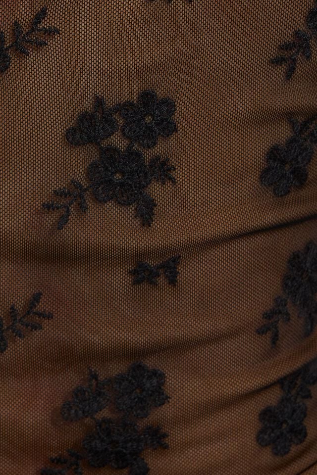 Black Garage Embroidered Tie Front Women T Shirts | A-7694152