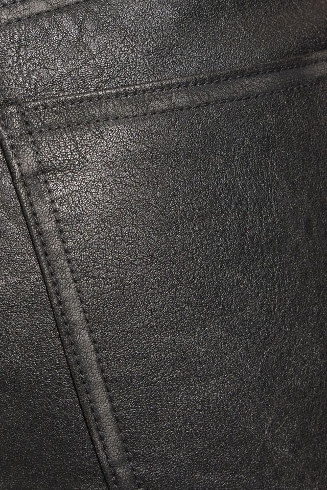 Black Garage Faux Leather Straight Women Pants | A-1920857