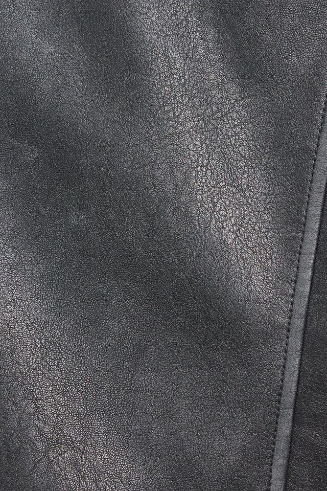 Black Garage Faux Leather Women Down Jackets | A-7394185
