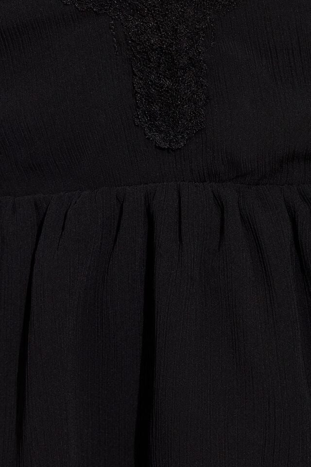 Black Garage Georgette Lace Trim Cami Women Tank Top | A-0156498