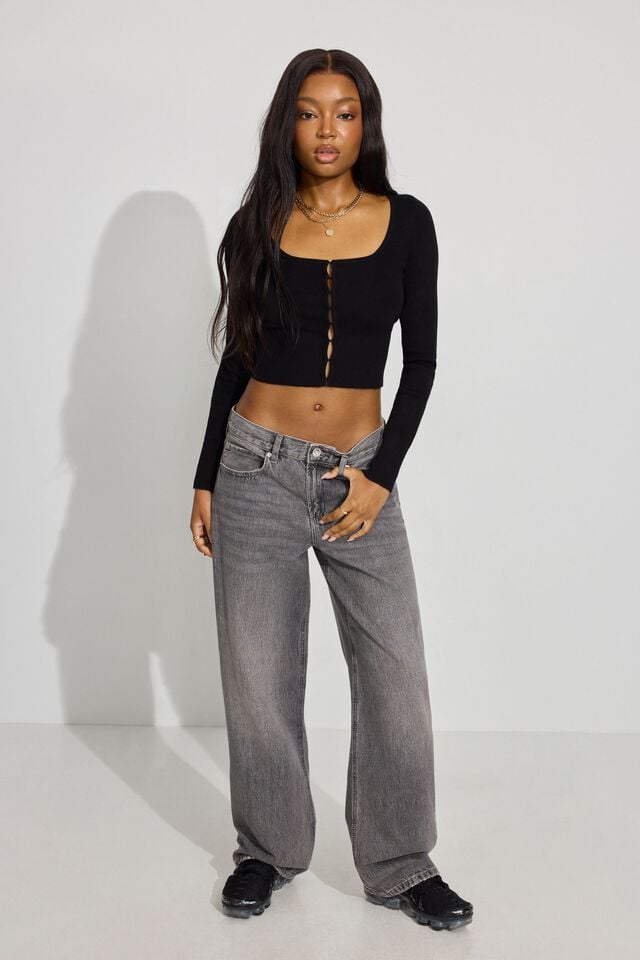 Black Garage Hook & Eye Women Sweater | A-4261798