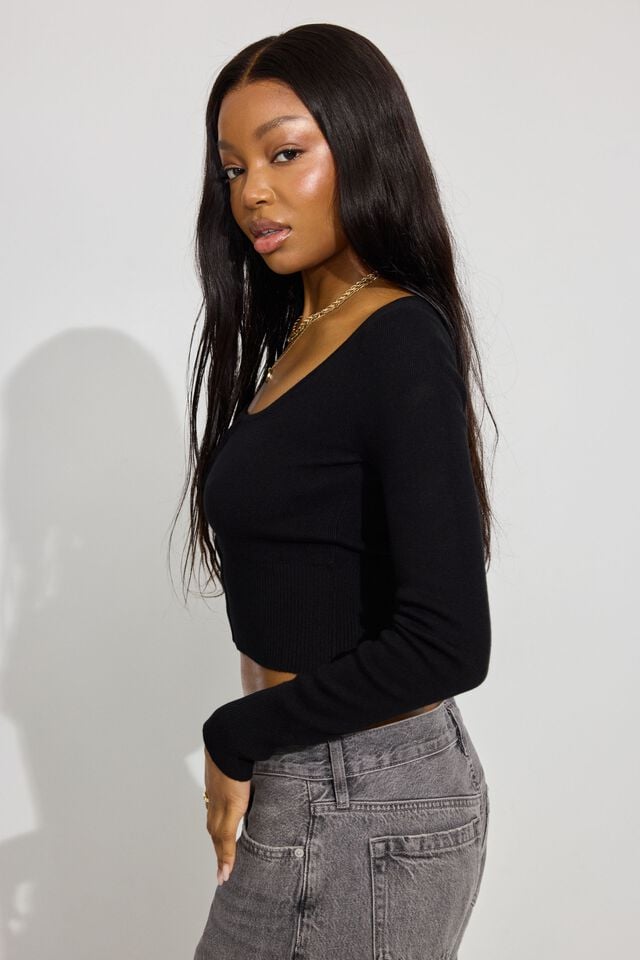 Black Garage Hook & Eye Women Sweater | A-4261798