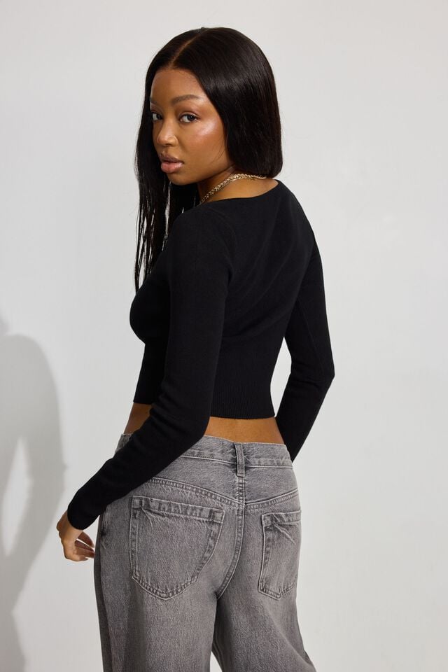 Black Garage Hook & Eye Women Sweater | A-4261798