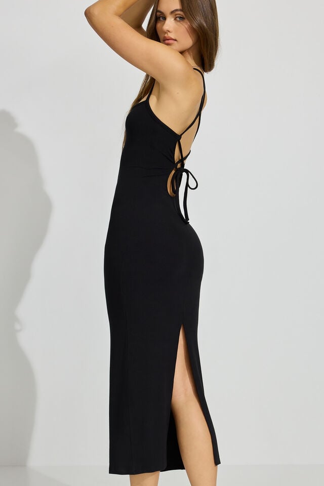 Black Garage Lace Up Maxi Women Dress | A-5179428