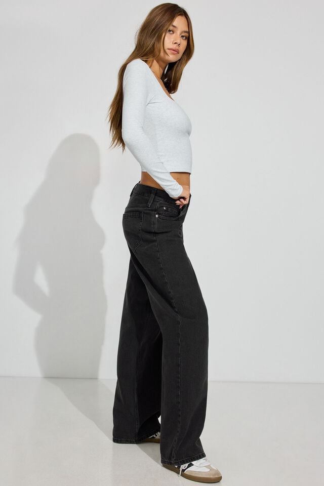 Black Garage Low Rise Baggy Women Jeans | A-5942813