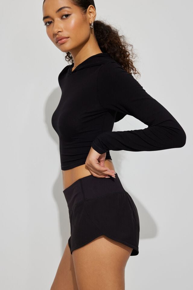 Black Garage Micro Active Women Shorts | A-1396527