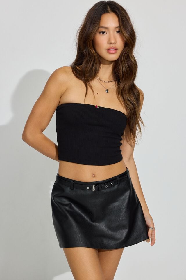 Black Garage Micro Belted Mini Women Skorts | A-9245806
