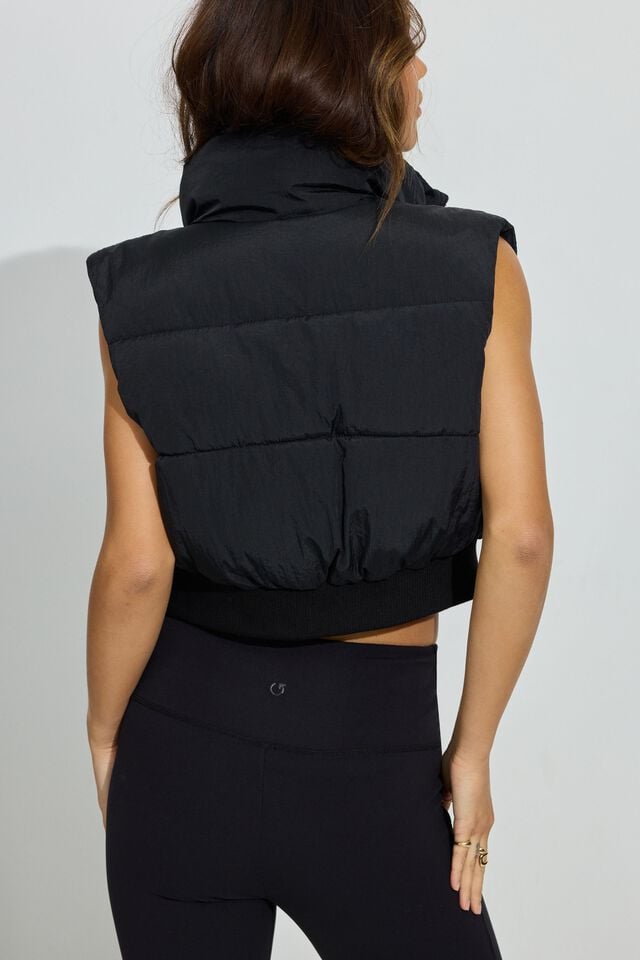 Black Garage Mini Women Puffer Vest | A-1395246