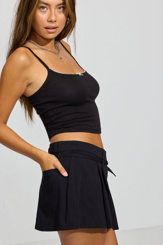 Black Garage Mirco Pleated Trouser Women Skorts | A-4259610