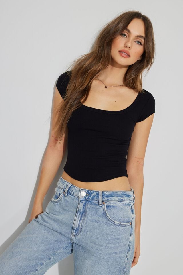 Black Garage Pamela Scoop Neck Women T Shirts | A-1479302