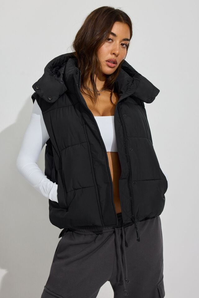 Black Garage Perfect Women Puffer Vest | A-3761205